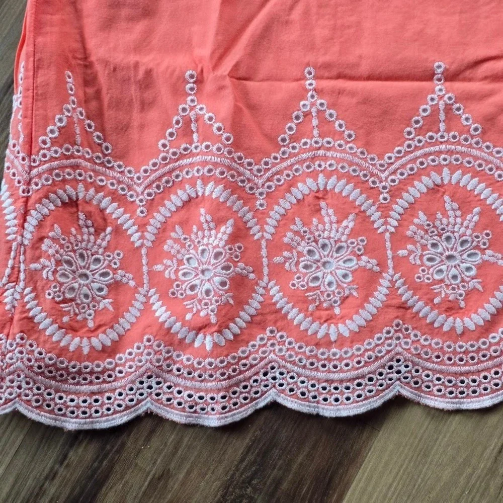 Crazy 8 Sleeveless Dress Kids XL‎ 14 Coral Pink Eyelet Boho Cottagecore Cotton